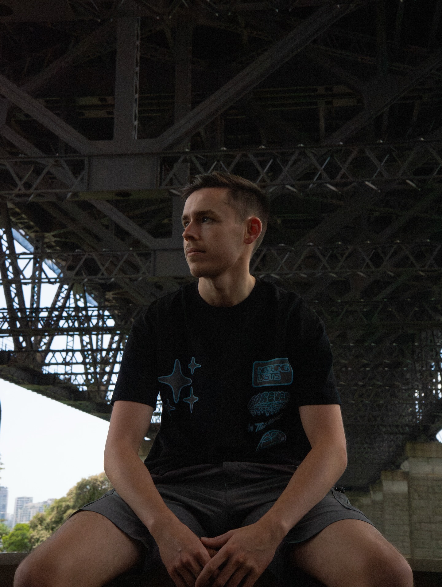 Artist press portrait under the Sydney Harbour Bridge